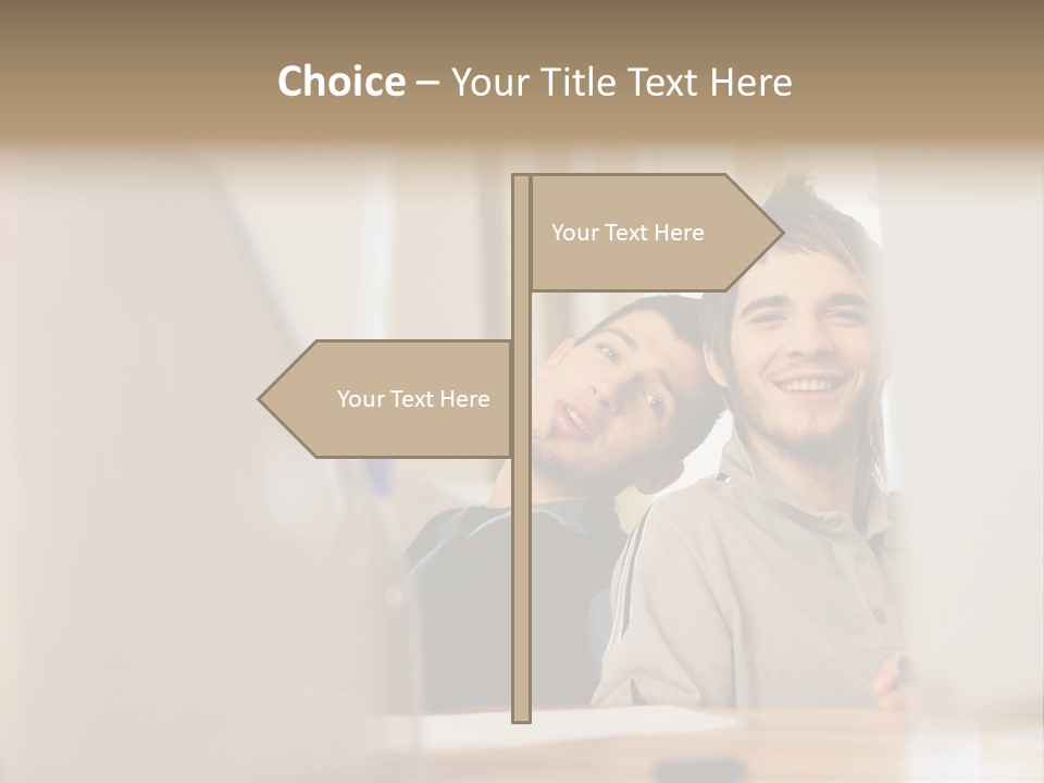 Happy Male Colleagues PowerPoint Template