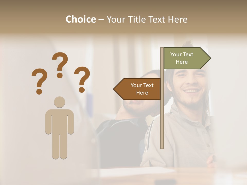 Happy Male Colleagues PowerPoint Template