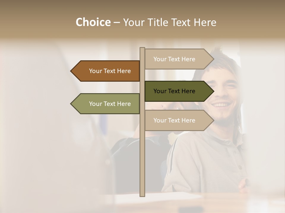 Happy Male Colleagues PowerPoint Template
