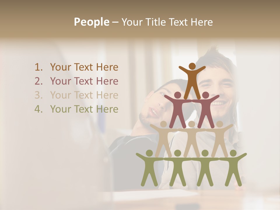 Happy Male Colleagues PowerPoint Template