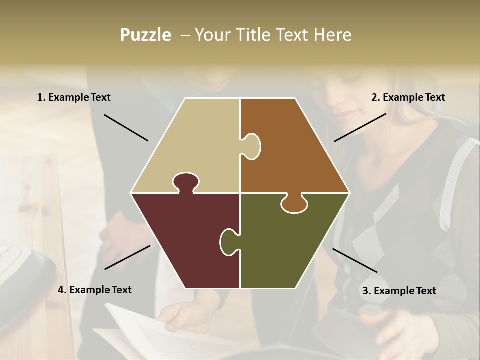 Woman Showing Work To Man PowerPoint Template