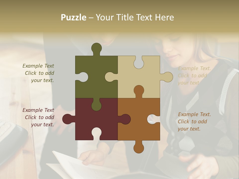 Woman Showing Work To Man PowerPoint Template