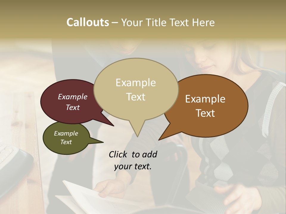 Woman Showing Work To Man PowerPoint Template