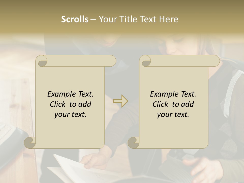 Woman Showing Work To Man PowerPoint Template