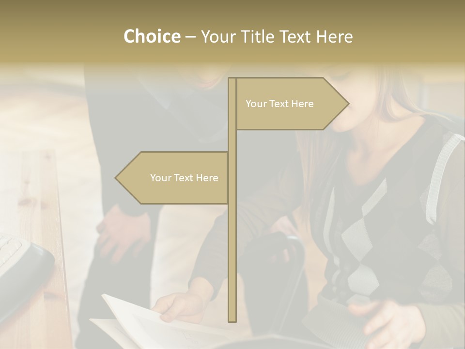 Woman Showing Work To Man PowerPoint Template