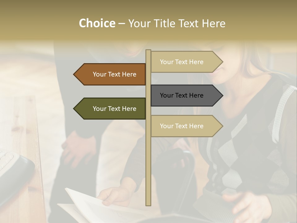 Woman Showing Work To Man PowerPoint Template