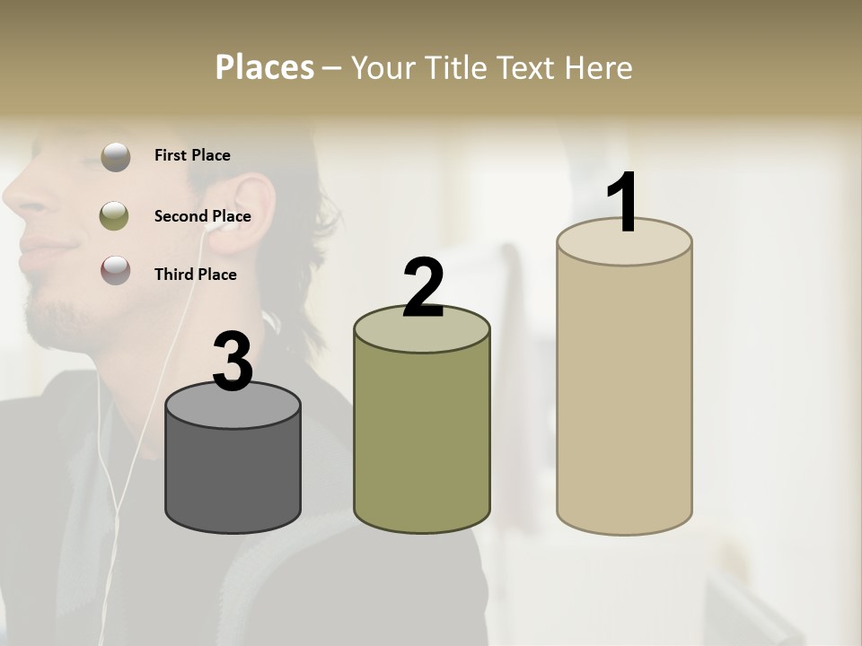 Man Enjoying His Music PowerPoint Template