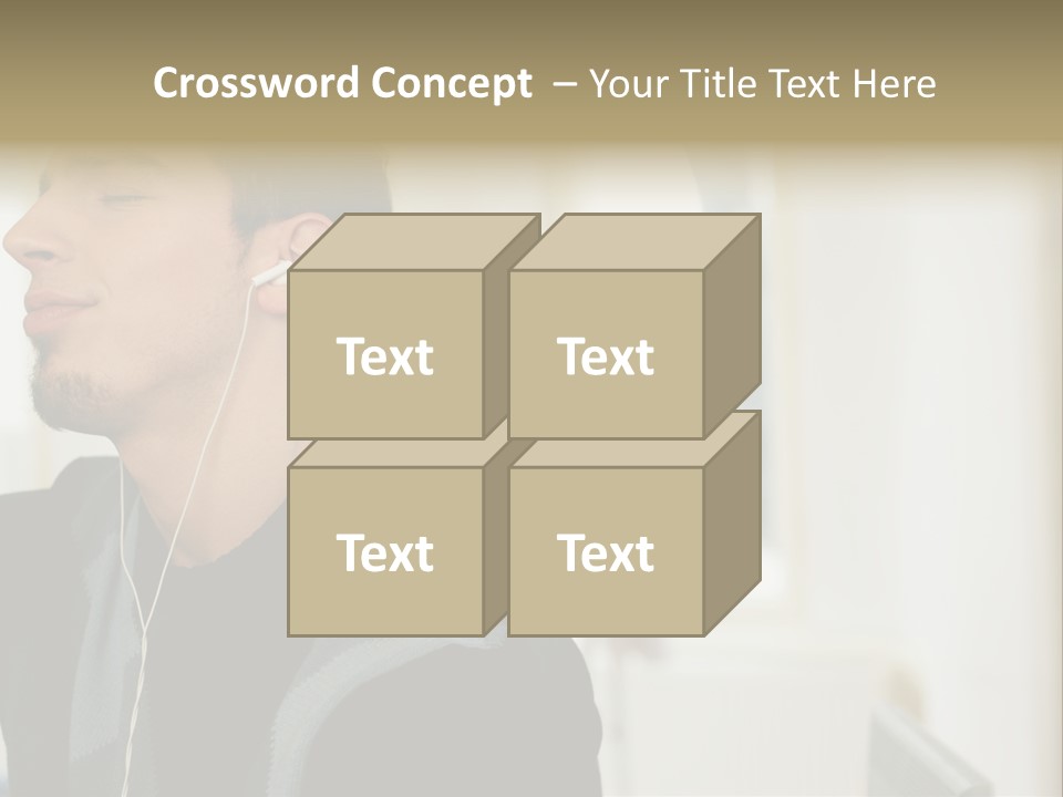 Man Enjoying His Music PowerPoint Template