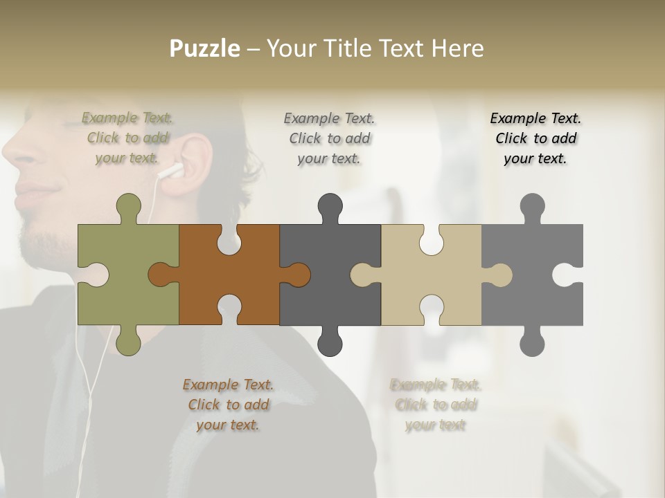 Man Enjoying His Music PowerPoint Template