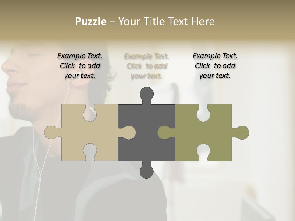 Man Enjoying His Music PowerPoint Template