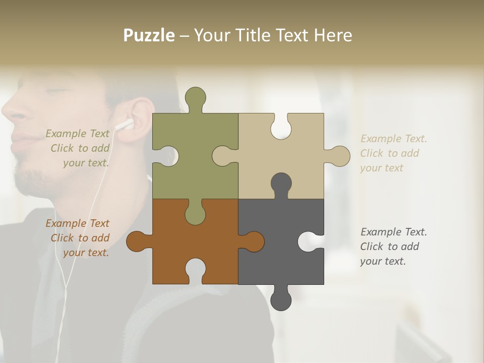 Man Enjoying His Music PowerPoint Template