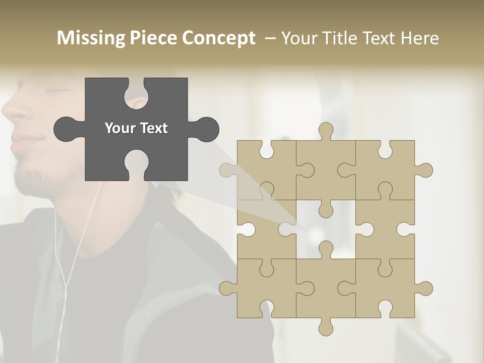 Man Enjoying His Music PowerPoint Template