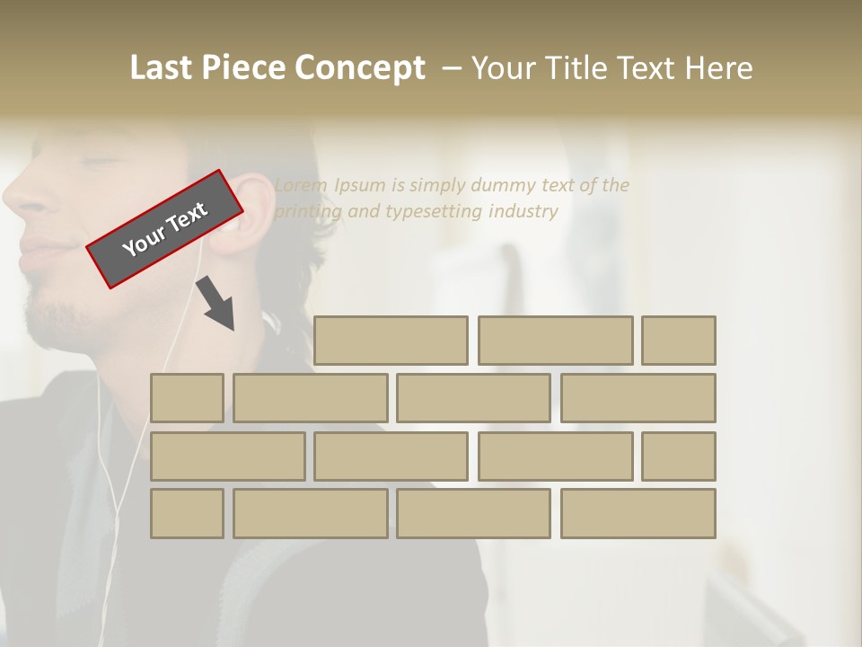 Man Enjoying His Music PowerPoint Template