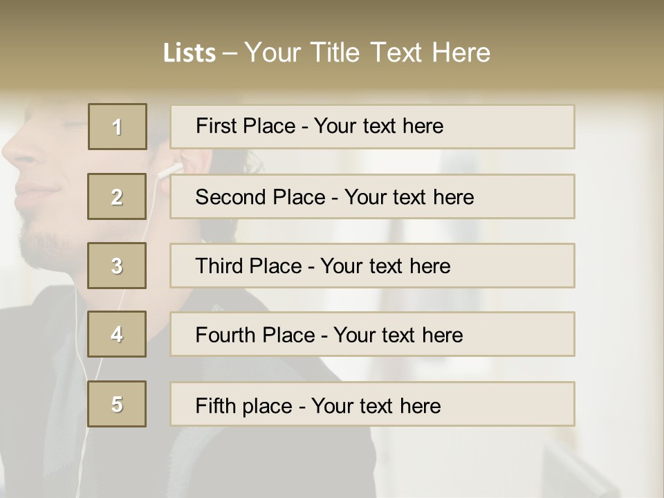 Man Enjoying His Music PowerPoint Template