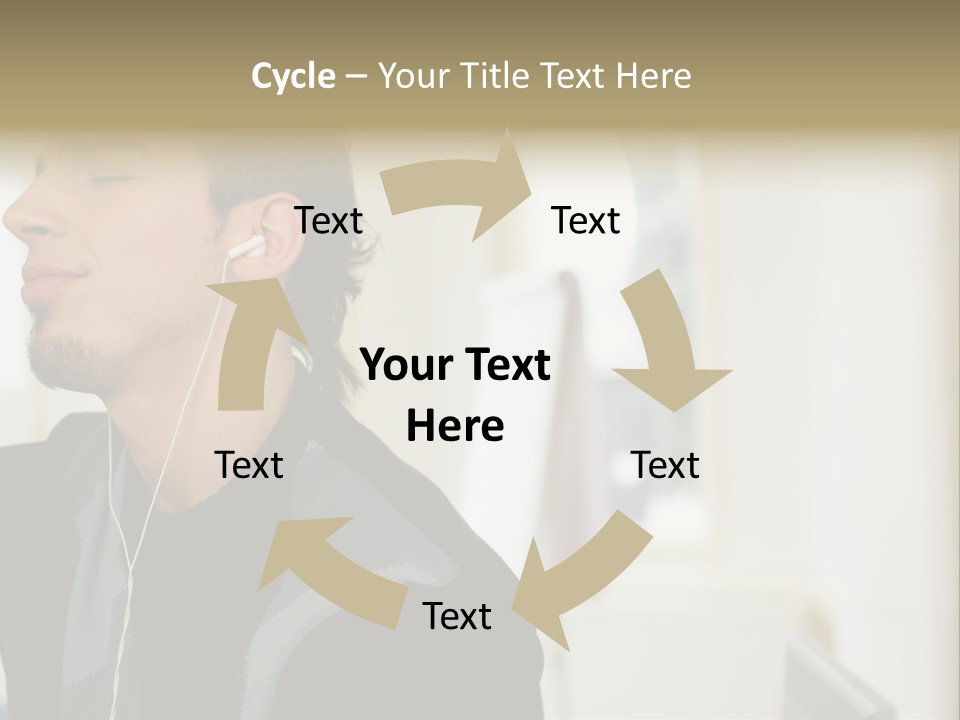 Man Enjoying His Music PowerPoint Template