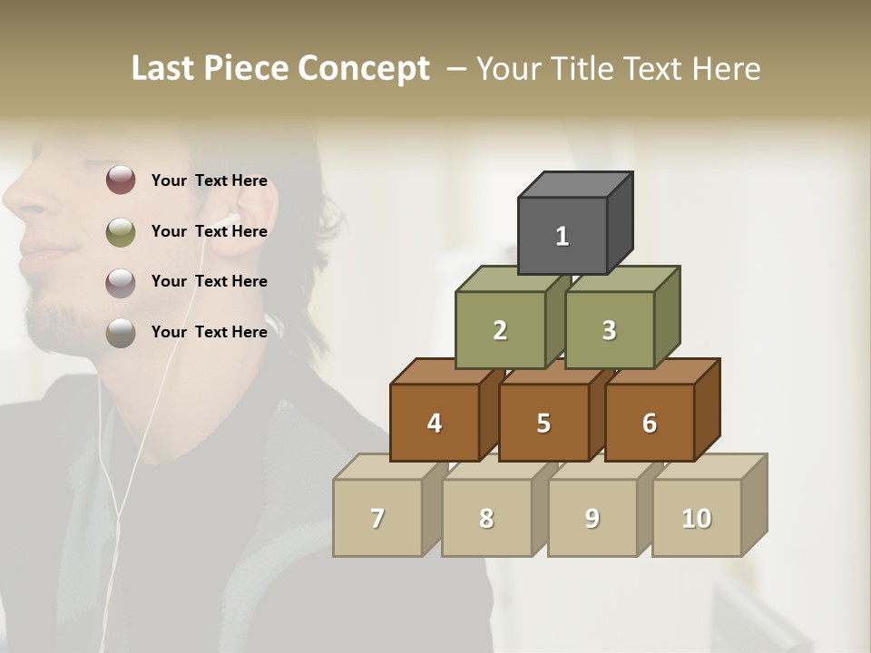 Man Enjoying His Music PowerPoint Template