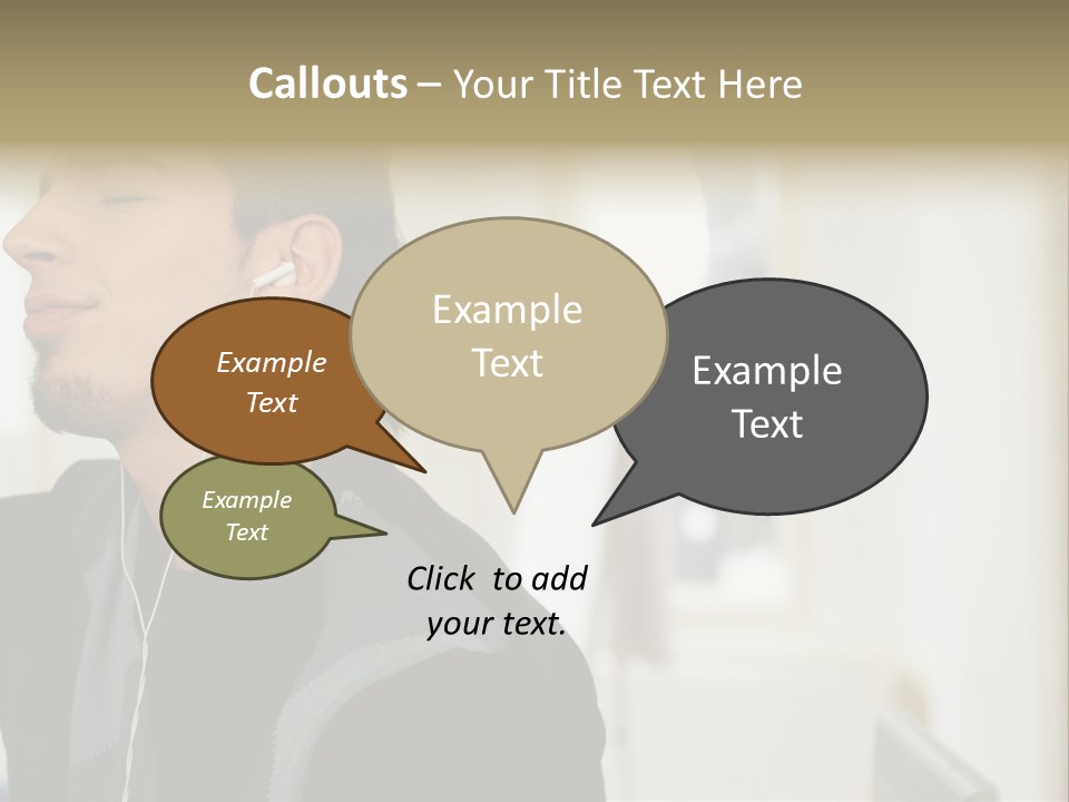 Man Enjoying His Music PowerPoint Template