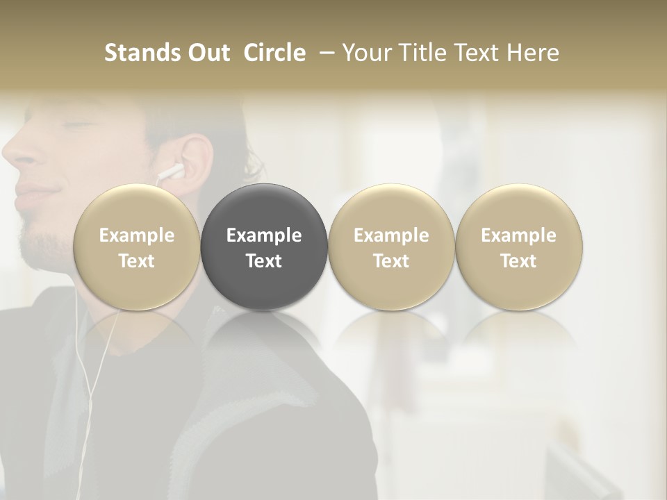 Man Enjoying His Music PowerPoint Template