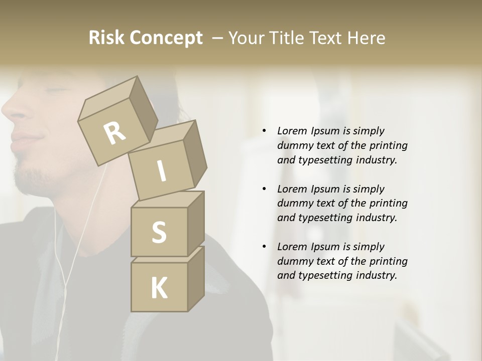 Man Enjoying His Music PowerPoint Template