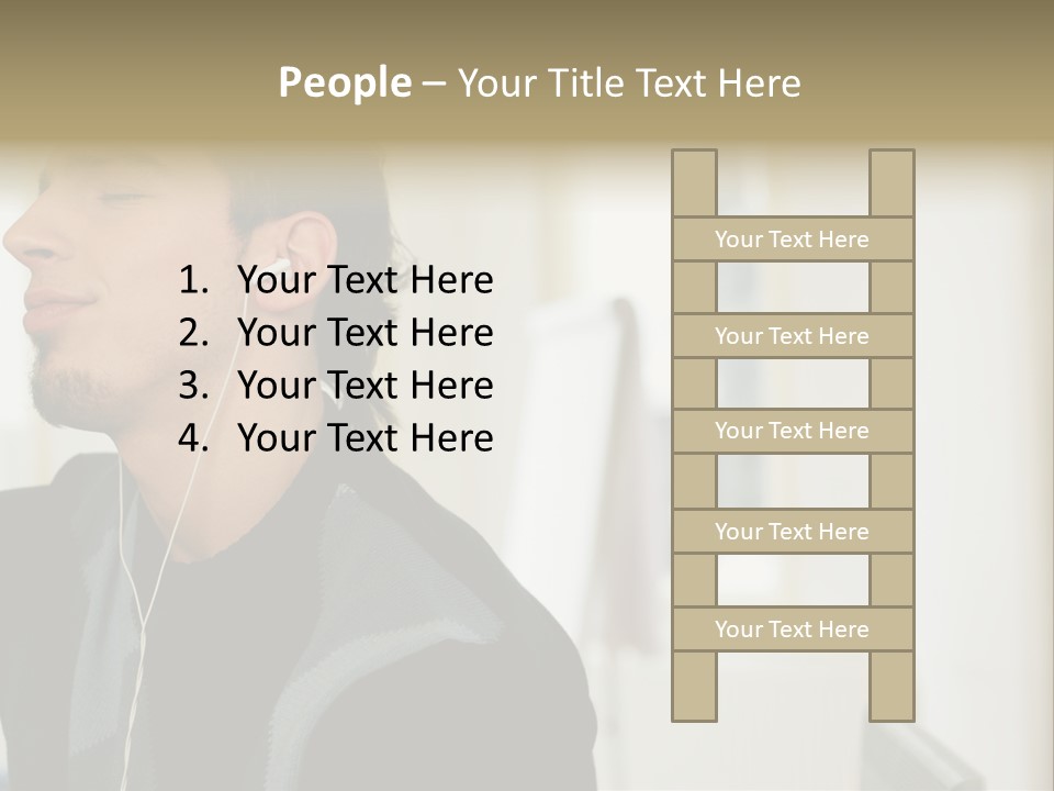 Man Enjoying His Music PowerPoint Template