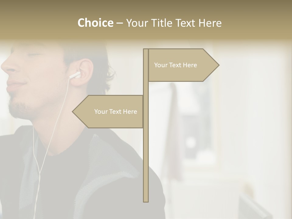 Man Enjoying His Music PowerPoint Template