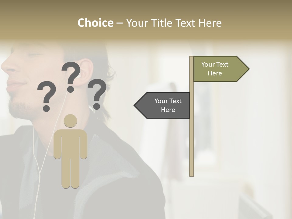 Man Enjoying His Music PowerPoint Template