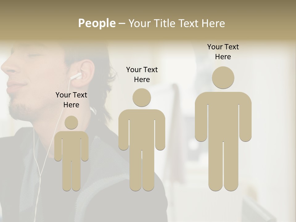 Man Enjoying His Music PowerPoint Template