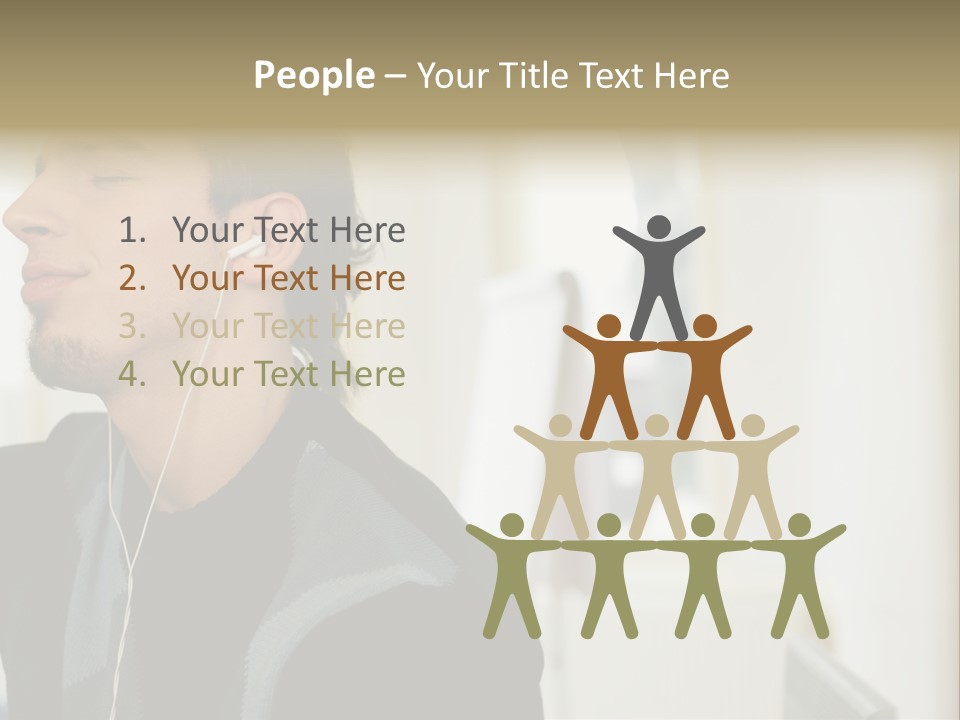 Man Enjoying His Music PowerPoint Template