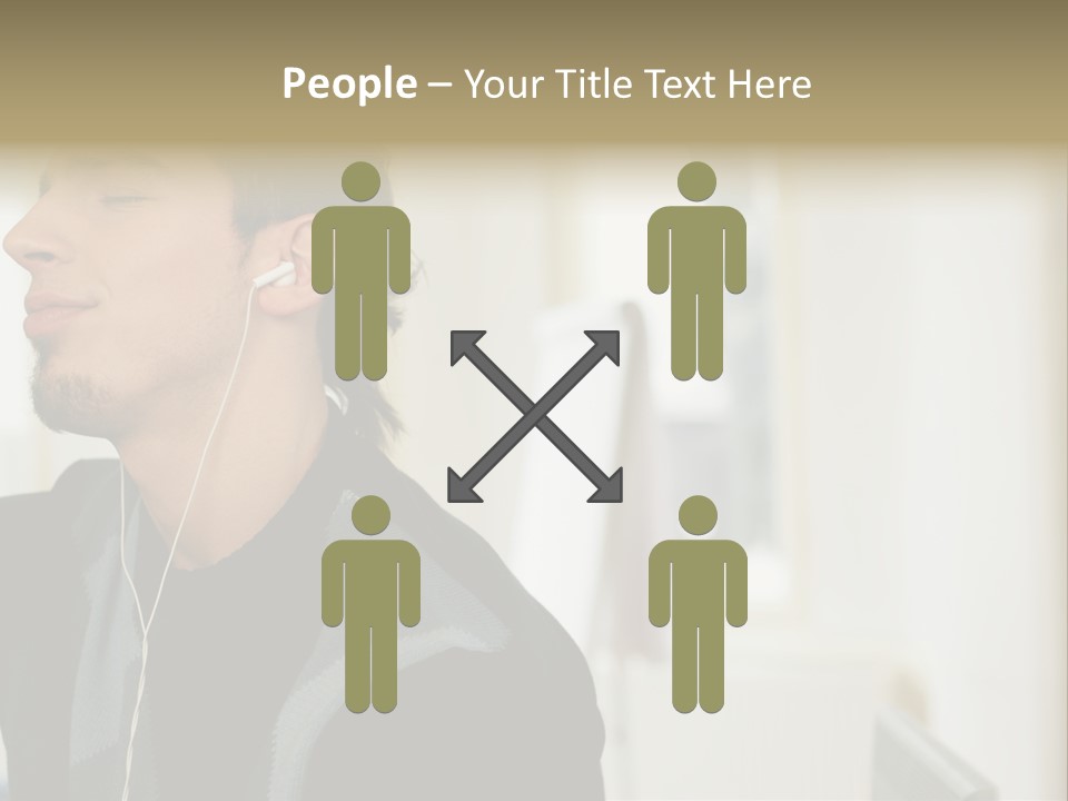 Man Enjoying His Music PowerPoint Template