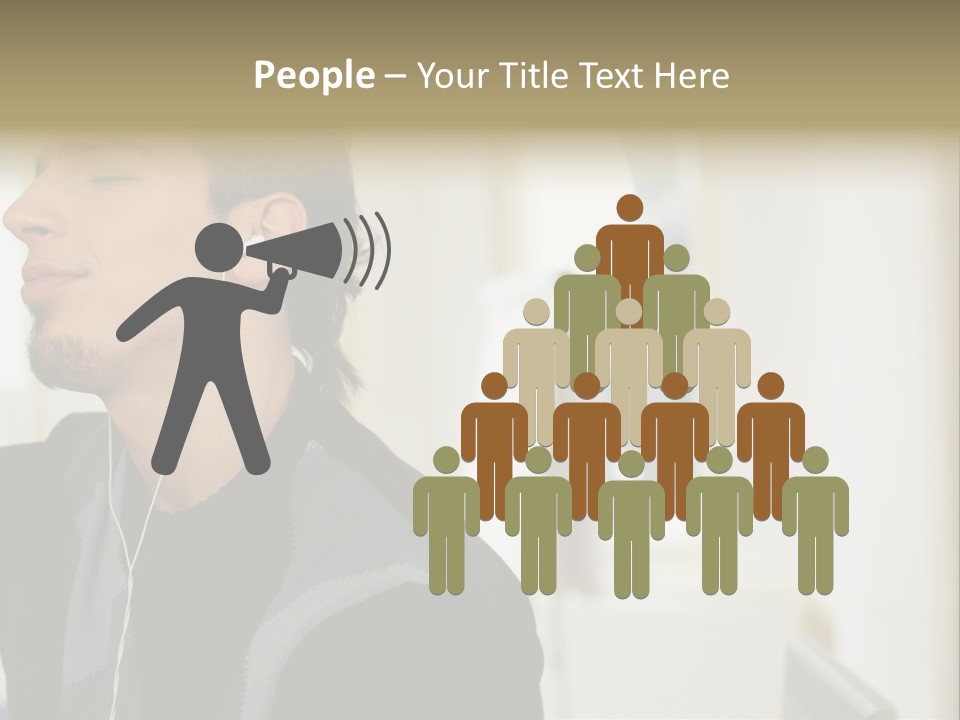 Man Enjoying His Music PowerPoint Template