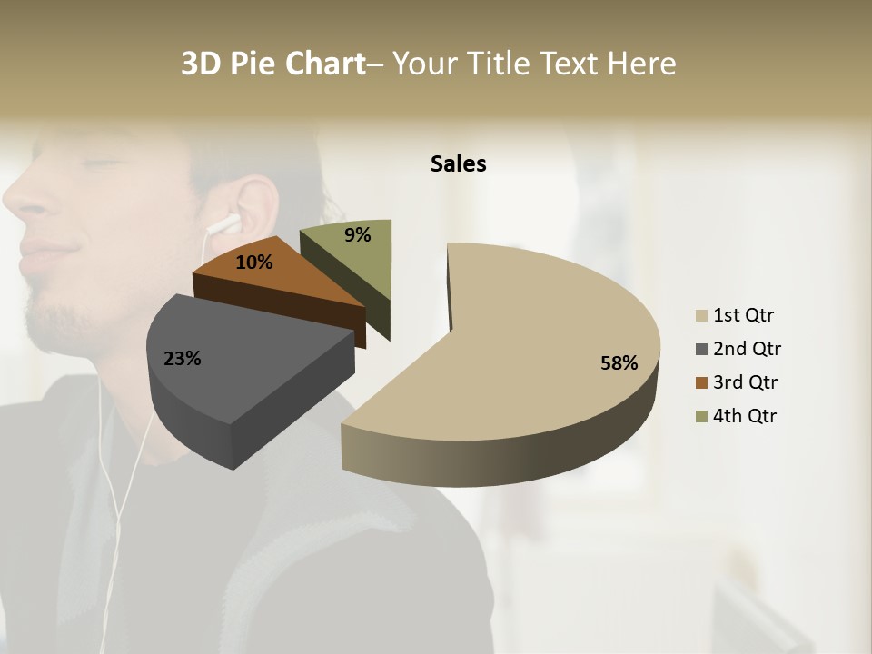 Man Enjoying His Music PowerPoint Template