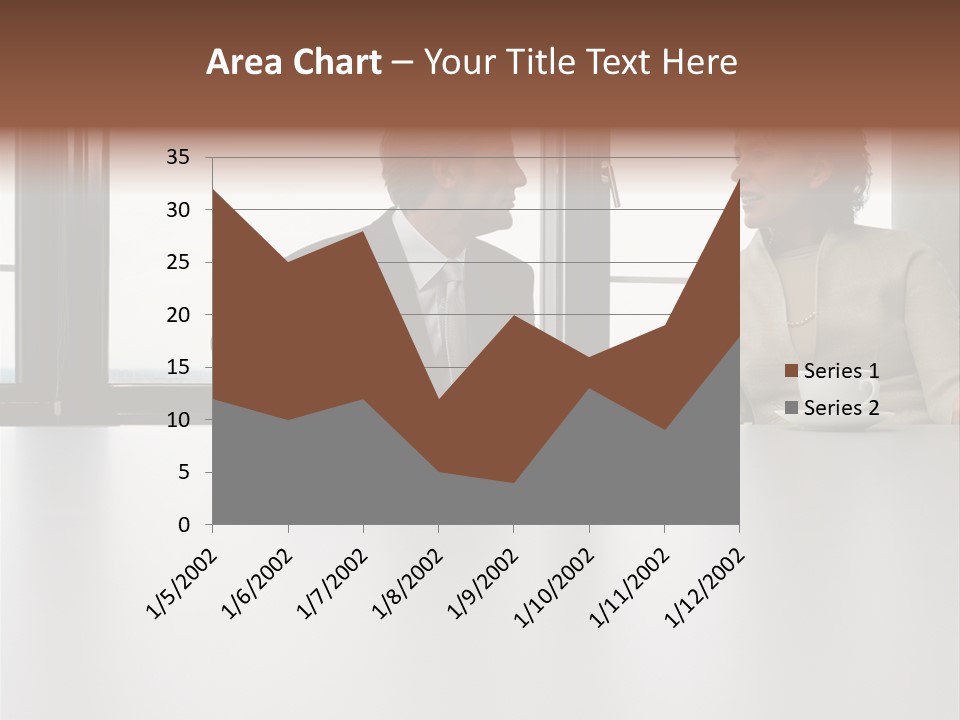 Two Business People In Conversation PowerPoint Template
