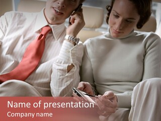 Business People In A Taxi PowerPoint Template