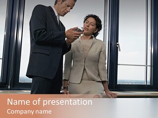 Business People With Palmtop PowerPoint Template