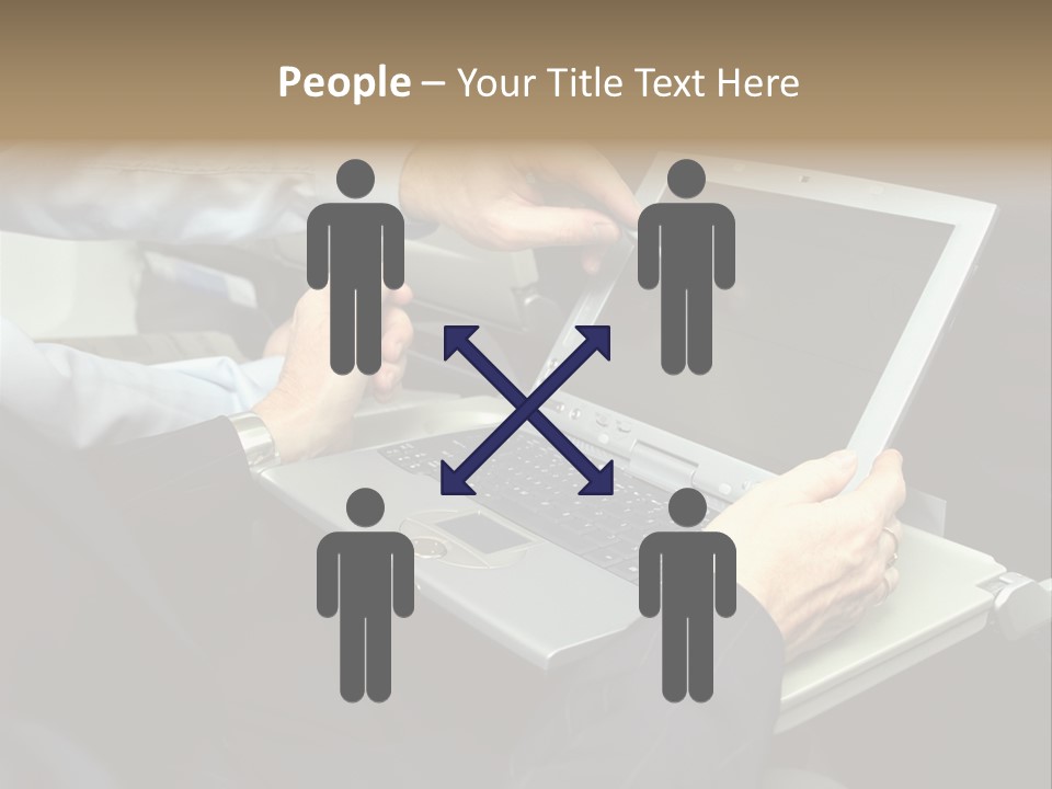 Business People Using Laptop On An Aeroplane PowerPoint Template