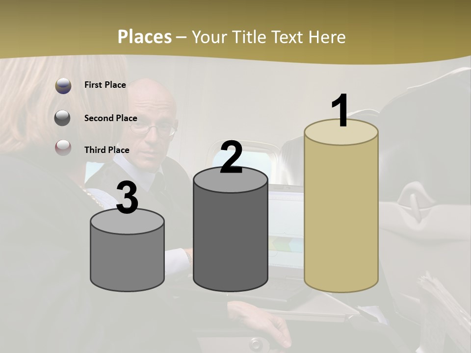 Business People Using Laptop On An Aeroplane PowerPoint Template