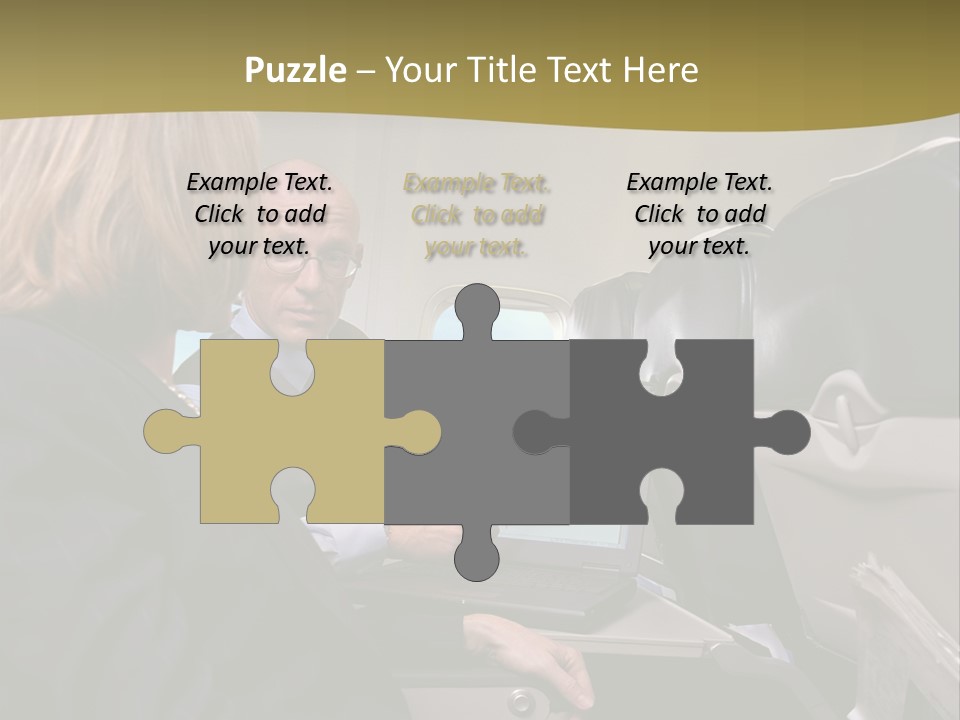 Business People Using Laptop On An Aeroplane PowerPoint Template