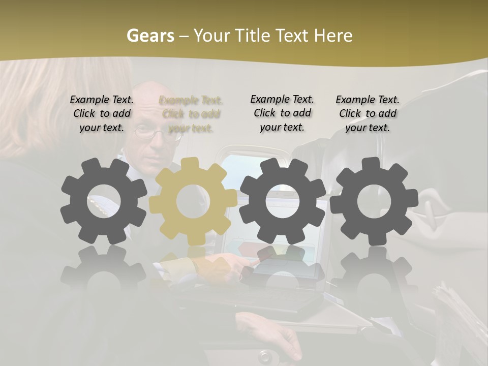 Business People Using Laptop On An Aeroplane PowerPoint Template