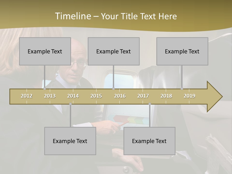 Business People Using Laptop On An Aeroplane PowerPoint Template