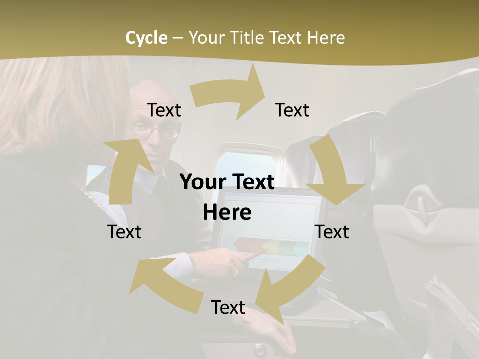 Business People Using Laptop On An Aeroplane PowerPoint Template