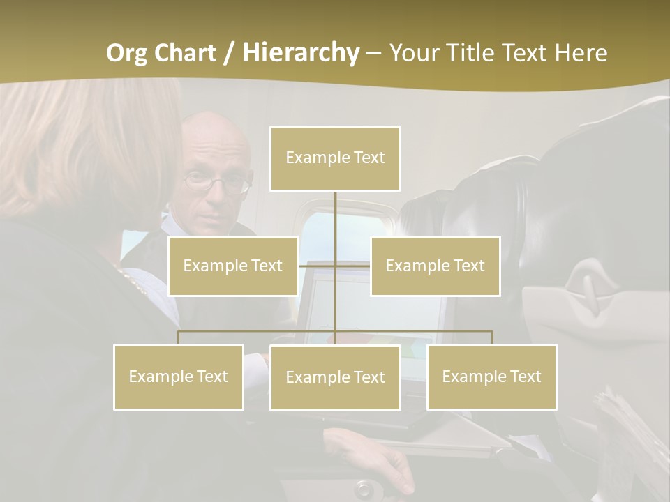 Business People Using Laptop On An Aeroplane PowerPoint Template