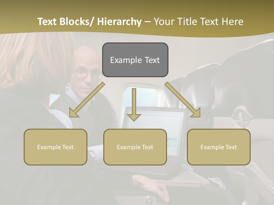 Business People Using Laptop On An Aeroplane PowerPoint Template