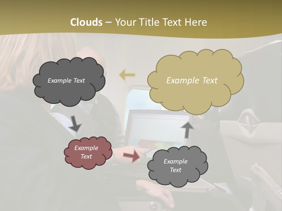 Business People Using Laptop On An Aeroplane PowerPoint Template