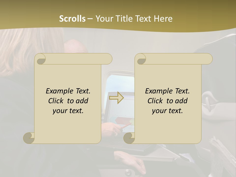 Business People Using Laptop On An Aeroplane PowerPoint Template