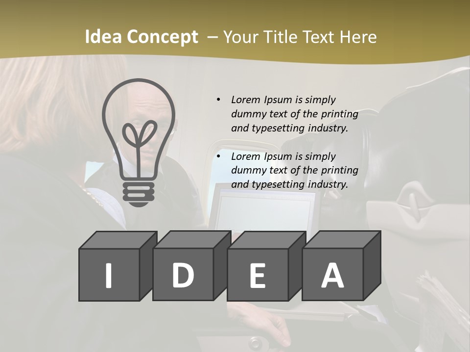 Business People Using Laptop On An Aeroplane PowerPoint Template