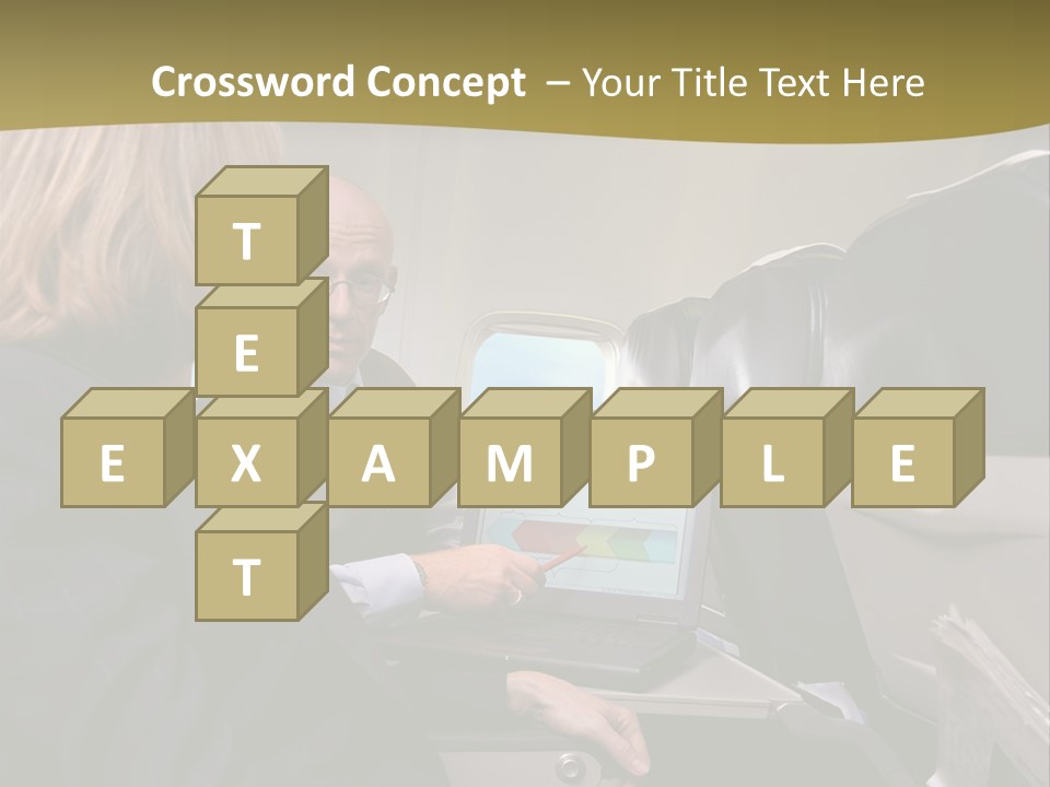 Business People Using Laptop On An Aeroplane PowerPoint Template