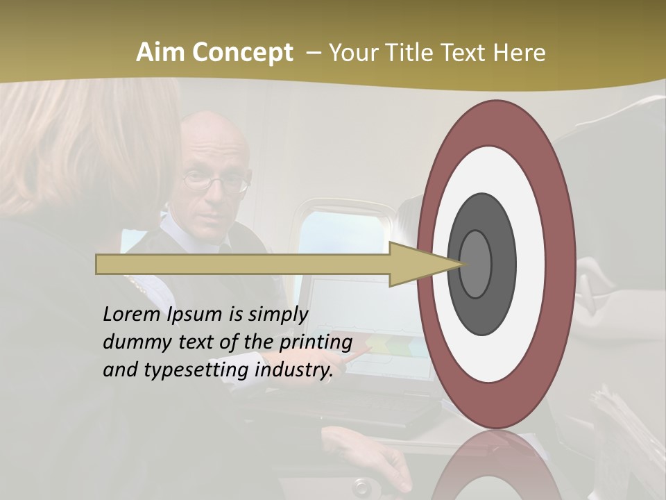 Business People Using Laptop On An Aeroplane PowerPoint Template