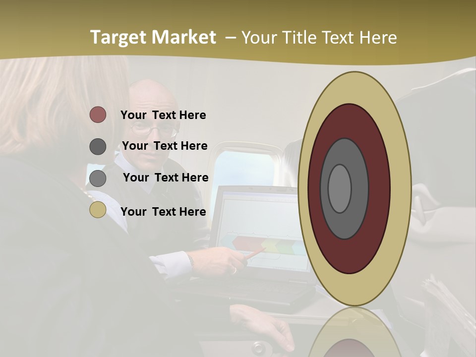 Business People Using Laptop On An Aeroplane PowerPoint Template