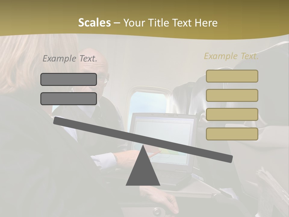 Business People Using Laptop On An Aeroplane PowerPoint Template