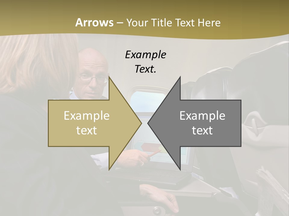 Business People Using Laptop On An Aeroplane PowerPoint Template